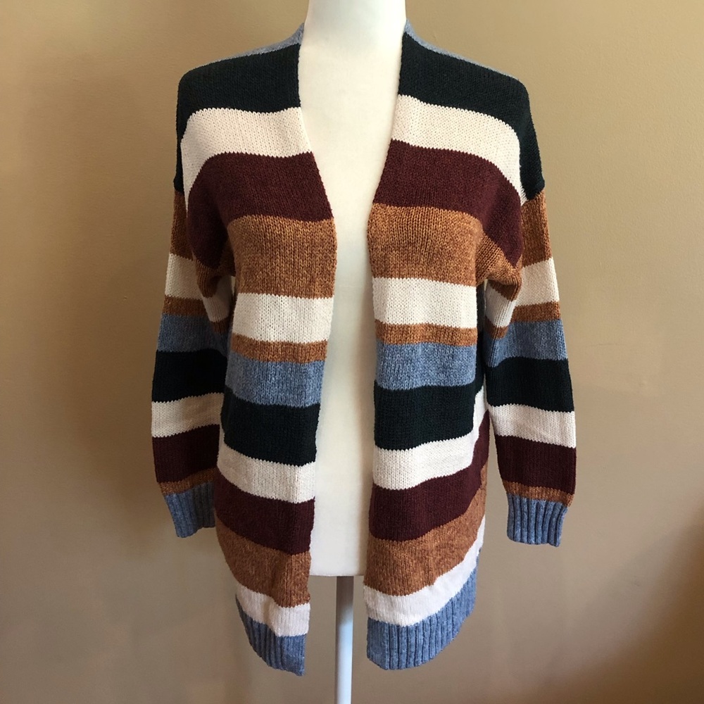 American Eagle Open Unstructured Stripe Knit Cardigan Sweater, Size Xs/S